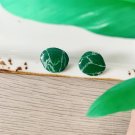 Green marble jade clay stud earrings