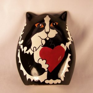 Ceramic Tuxedo Kitty Vase
