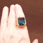 Stunning Blue Emerald Cut Ring Costume Jewelry