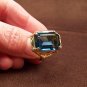 Stunning Blue Emerald Cut Ring Costume Jewelry