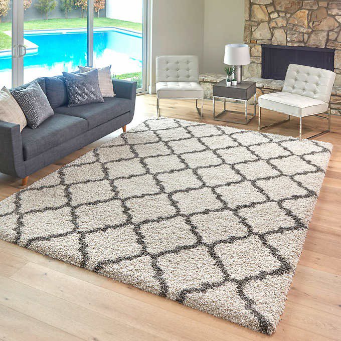 Thomasville Marketplace Luxury Trellis Shag Rugs, Color Cream, Rug