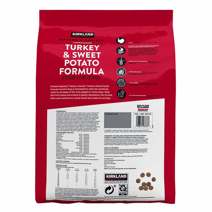 Kirkland Signature Nature's Domain Turkey and Sweet Potato Dog Food 35 lb.
