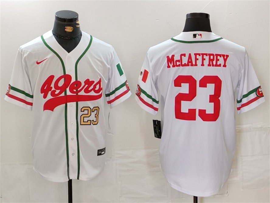 Christian mccaffrey 49er's baseball jersey selling XL