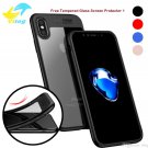 iPhone X Clear TPU,PC Shockproof cover Case free Tempered Glass Screen Protector