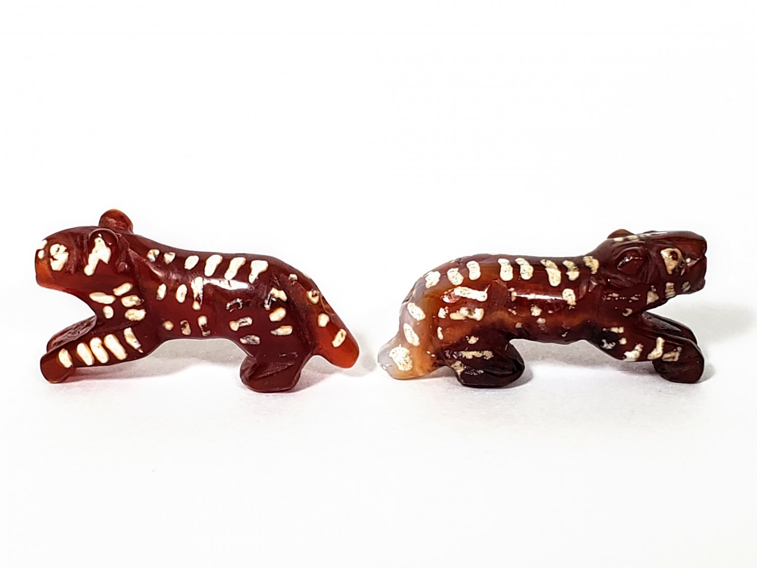 Pair of Ancient Carnelian Tigers