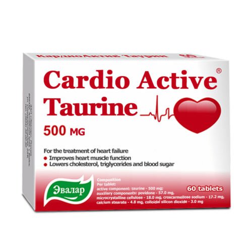 CARDIO ACTIV Taurine Evalar Help with diabetes 500 mg