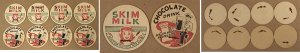 8 VINTAGE UNUSED HOOD DAIRY PAPER MILK CAPS 1940s 1950s