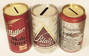 3 BLATZ MILLER MALT LIQUOR 150TH MILLER BEER CAN BANKS