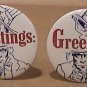 LOT 2 GREETINGS UNCLE SAM PINS 1970s STRIP CLUB ADVERTISING BUTTONS