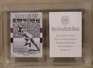 JESSE OWENS US OLYMPICS HALL OF FAME CARD ANNUAL OLYMPIC DINNER 10/19/1991