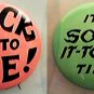 2 PINS SOCK IT TO ME & ITS SOCK IT TO ME TIME LAUGH IN BUTTON 1960s FLIP WILSON