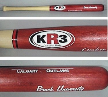 MINI BASEBALL BAT KR 3 CALGARY OUTLAWS BROCK UNIVERSITY SOUVENIR 2003 WOOD 18"