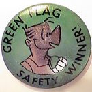 PIN COMIC MORT WALKER GREEN FLAG SAFETY WINNER BUTTON ILLUSTRATOR BEETLE BAILEY