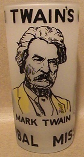 GLASS MARK TWAIN HOME FROSTED HAZEL ATLAS MISSOURI STATE MONUMENT NATIONAL 1950s