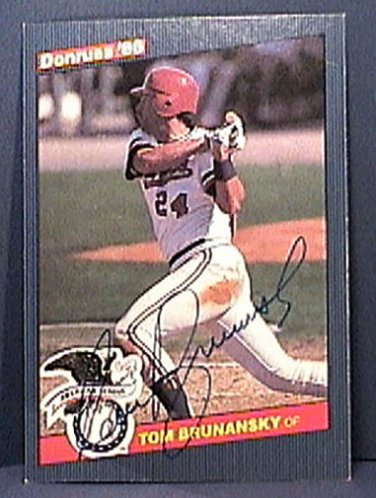 TOM BRUNANSKY SIGNED 1986 DONRUSS ACTION ALL STARS AUTOGRAPH BASEBALL CARD