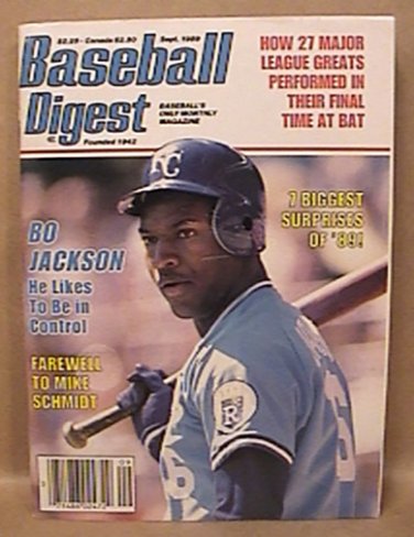 BASEBALL DIGEST BO JACKSON COVER SEPTEMBER 1989