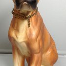 VINTAGE CERAMIC BOXER DOG FIGURE CHAMPION COLLAR STATUE METAL TAG 1960s