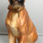 VINTAGE CERAMIC BOXER DOG FIGURE CHAMPION COLLAR STATUE METAL TAG 1960s