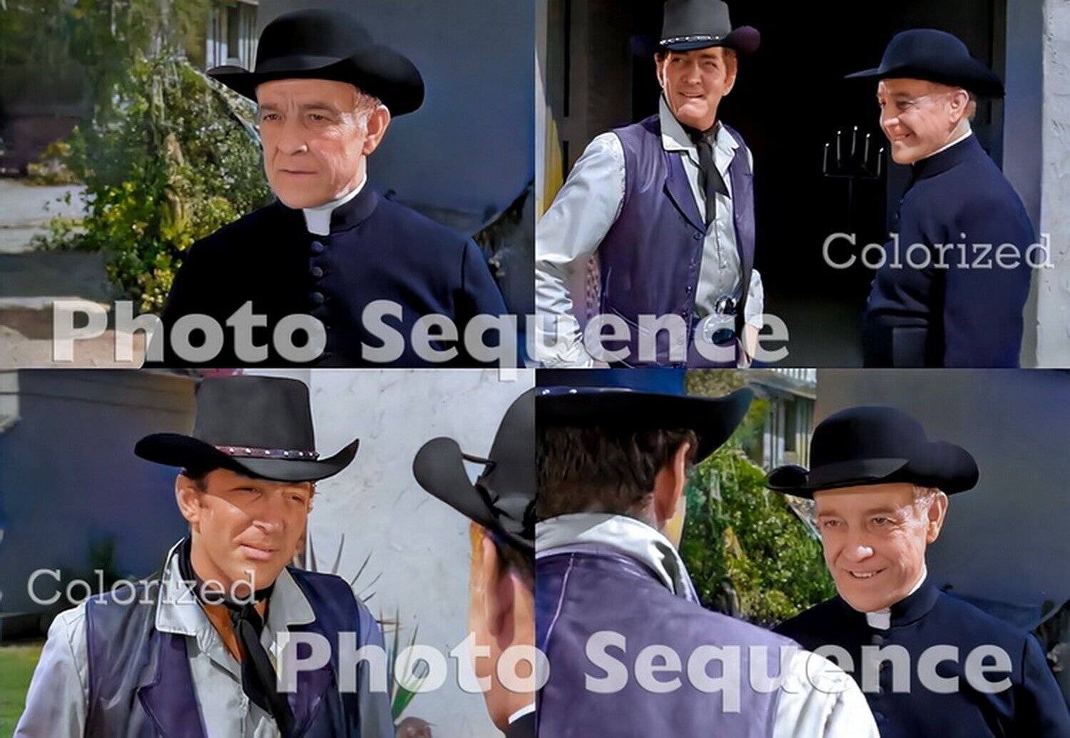 Ramon Novarro Dean Martin RAWHIDE PHOTO Sequence COLORIZED 01