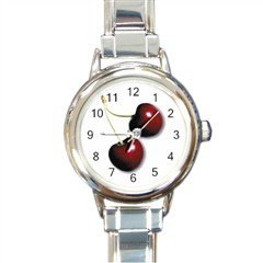 New round Italian Charm Watch Cherries