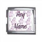 New 18mm Mega Italian Charm Any Name Purple Flowers