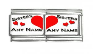 New 9mm photo Italian Charm 2 Set -- Sisters Any Names
