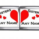 New 18mm Mega photo Italian Charm 2 Set -- Sisters Any Names