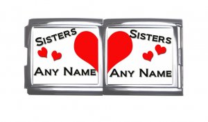 New 18mm Mega photo Italian Charm 2 Set -- Sisters Any Names