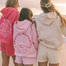 Pink Palm Puff Chasing Sunset Hoodie