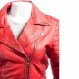 Ladies Red Leather Biker Jacket