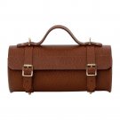 Cylindrical Shape Brown Crossbody Leather Bag For Women