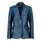 Classic Women's Black Leather Blazer with Tailored Fit