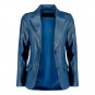 Classic Women's Black Leather Blazer with Tailored Fit