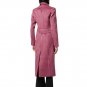 Womens Pink Plaid Wool Long Coat