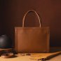 Orange Leather Tote Bag | Minimalist Women's Handbag | Structured Genuine Leather Purse