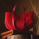 Handmade Red Leather Tote Bag | Genuine Leather Shoulder Bag