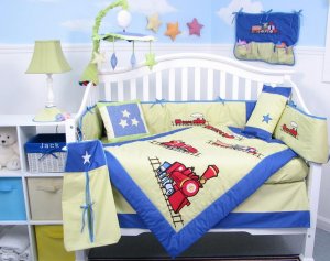 Choo Choo Train Baby Boy Crib Nursery Bedding Set 15pcs