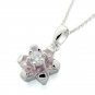 Made in Japan Flower motif design necklace pink tourmaline blue topaz