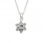Made in Japan Flower motif design necklace pink tourmaline blue topaz