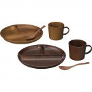 Woody round lunch plate and cup 2P with spoon