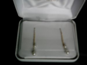 10K Gold & Pearl Dangle Earrings NEW