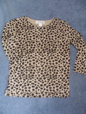 Bob Mackie Metallic Animal Print Long Sleeve Top Size Small