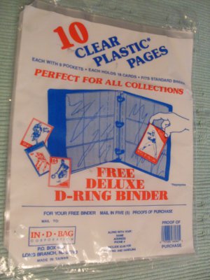 New Pkg 10 Plastic Pages Sports Card Holders for 3 ring binder