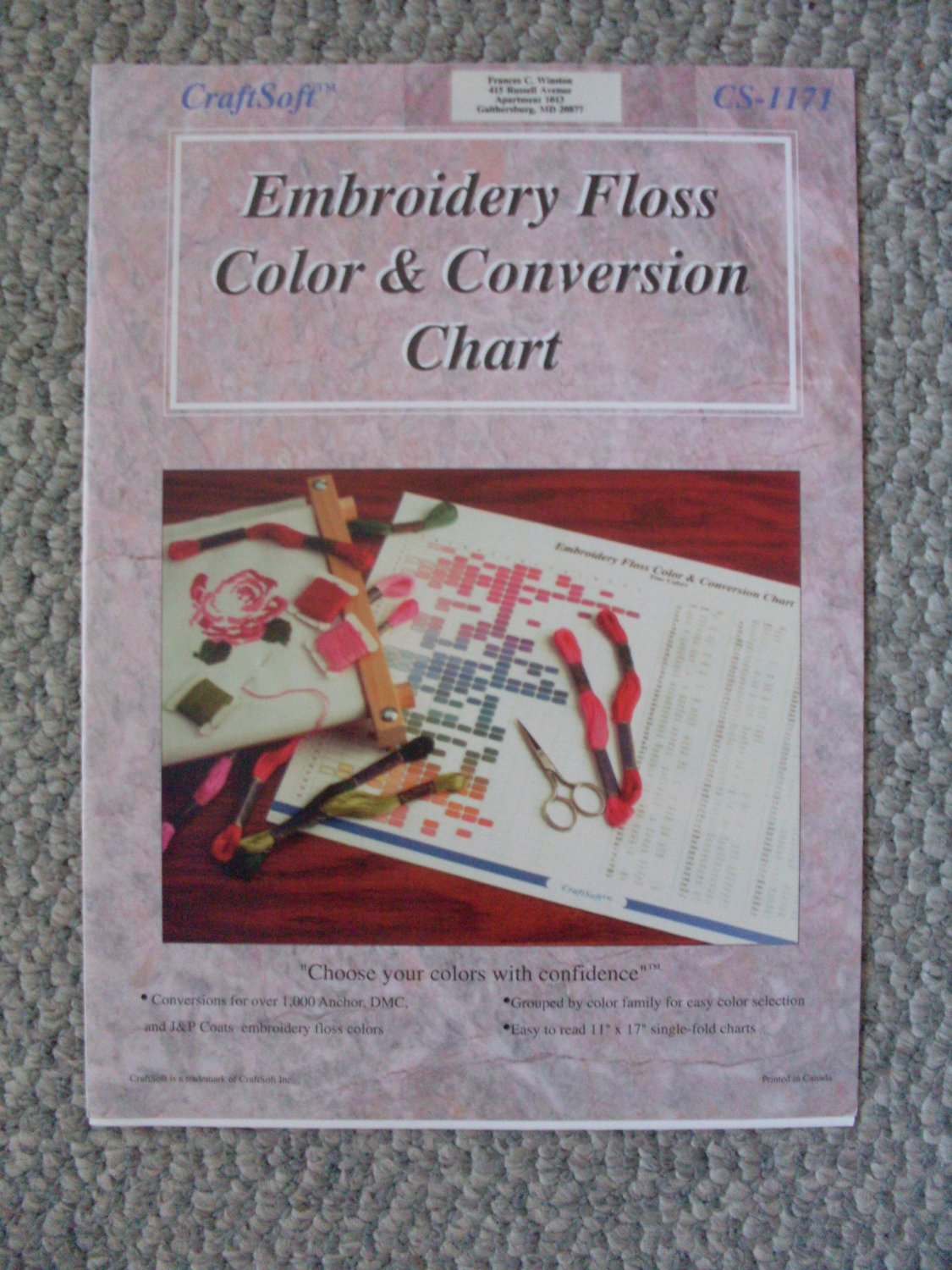 Embroidery Floss Color & Conversion Chart *SOLD*