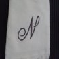 NEW White Fingertip Towel Initial 'N' in Pewter NWT