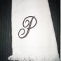 NEW White Fingertip Towel Initial 'P' in Pewter NWT