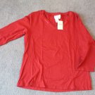 New Coldwater Creek Size S Woman's Top V-Neck satin trim LS tee maroon