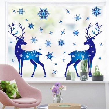 Christmas Elk Snowflake Sticker Decoration Glass Window Kids Room