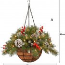 Pre-Lit Artificial Christmas Hanging Basket, Hanging Christmas Baskets with Lights