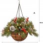 Pre-Lit Artificial Christmas Hanging Basket, Hanging Christmas Baskets with Lights
